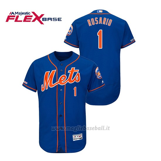 Maglia Baseball Uomo New York Mets Amed Rosario 150th Aniversario Patch Flex Base Blu